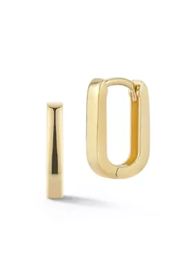 14K Gold Square Oval Mini Huggie Earrings