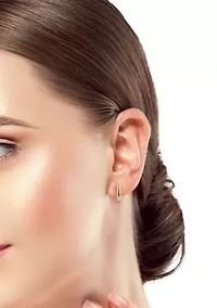 14K Gold Square Oval Mini Huggie Earrings