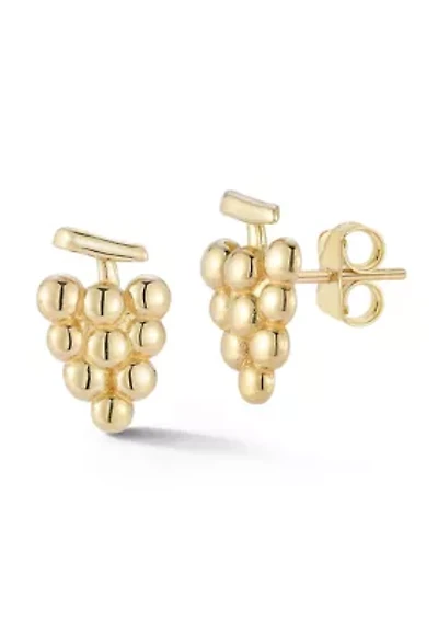 14K Gold Grape Stud Earrings