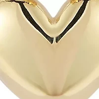 14K Gold Heart Charm Oval Hoop Earrings