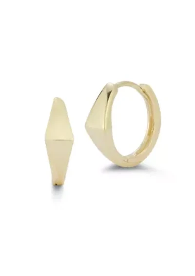 14K Gold Pointed Huggie Hoop Earrings