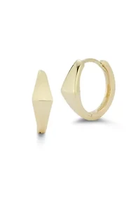 14K Gold Pointed Huggie Hoop Earrings