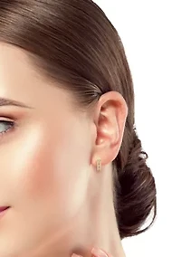 14K Gold Square Curb Chain Huggie Hoop Earrings