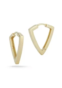 14K Gold Triangle Huggie Hoop Earrings