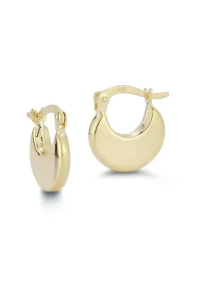 14K Gold Crescent Huggie Hoop Earrings