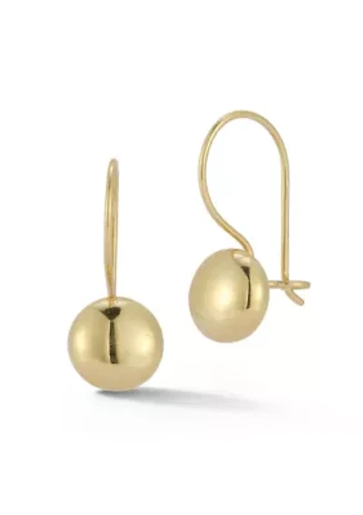 14K Gold Circle Drop Earrings