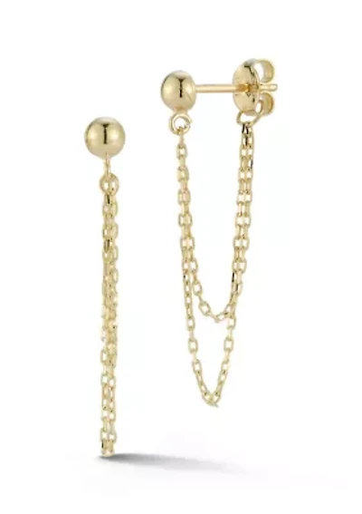 14K Gold Double Hanging Chain Earrings