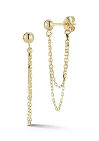 14K Gold Double Hanging Chain Earrings
