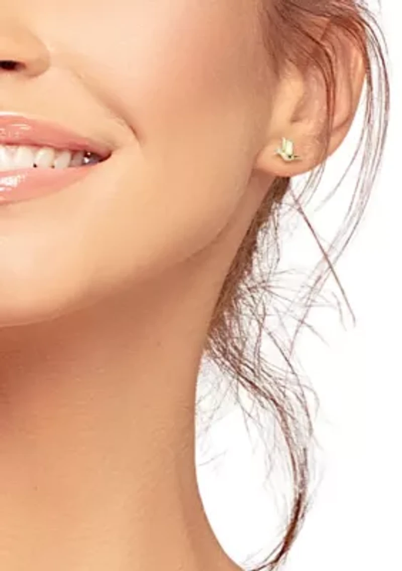 14K Gold Diamond Bird Stud Earrings