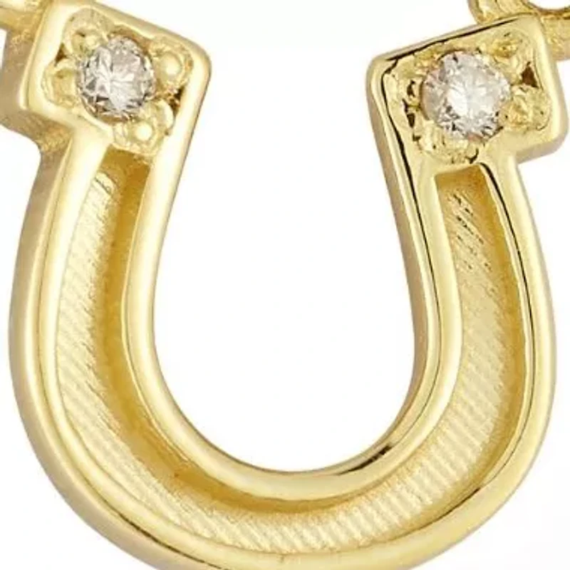 14K Gold Diamond Horseshoe Pendant Necklace
