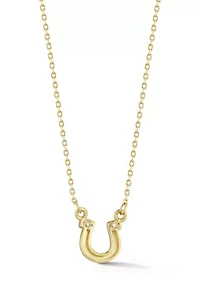 14K Gold Diamond Horseshoe Pendant Necklace