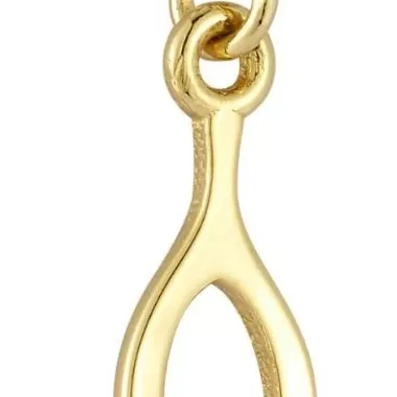 14K Gold Mini Wishbone Pendant Necklace