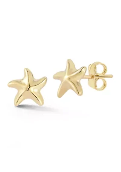 14K Gold Starfish Stud Earrings