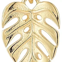 14K Gold Leaf Charm Huggie Hoop Earrings