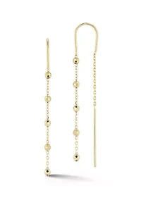 14K Gold Diamond Cut Ball Threader Earrings