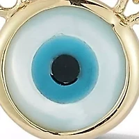 14K Gold Mother of Pearl Evil Eye Pendant Necklace
