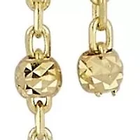 14K Gold Diamond Cut Ball Station Lariat Necklace