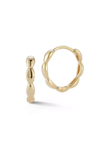 14K Gold Pebble Huggie Hoop Earrings