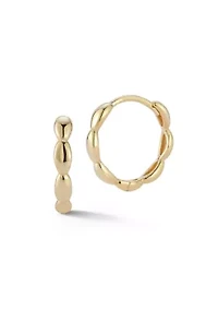 14K Gold Pebble Huggie Hoop Earrings