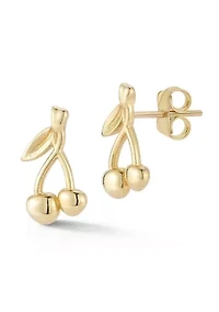 14K Gold Cherry Stud Earrings