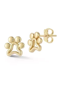 14K Gold Pawprint Stud Earrings