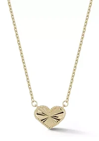 14K Gold Fluted Heart Pendant Necklace