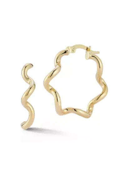 14K Gold Twist Hoop Earrings