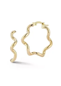 14K Gold Twist Hoop Earrings