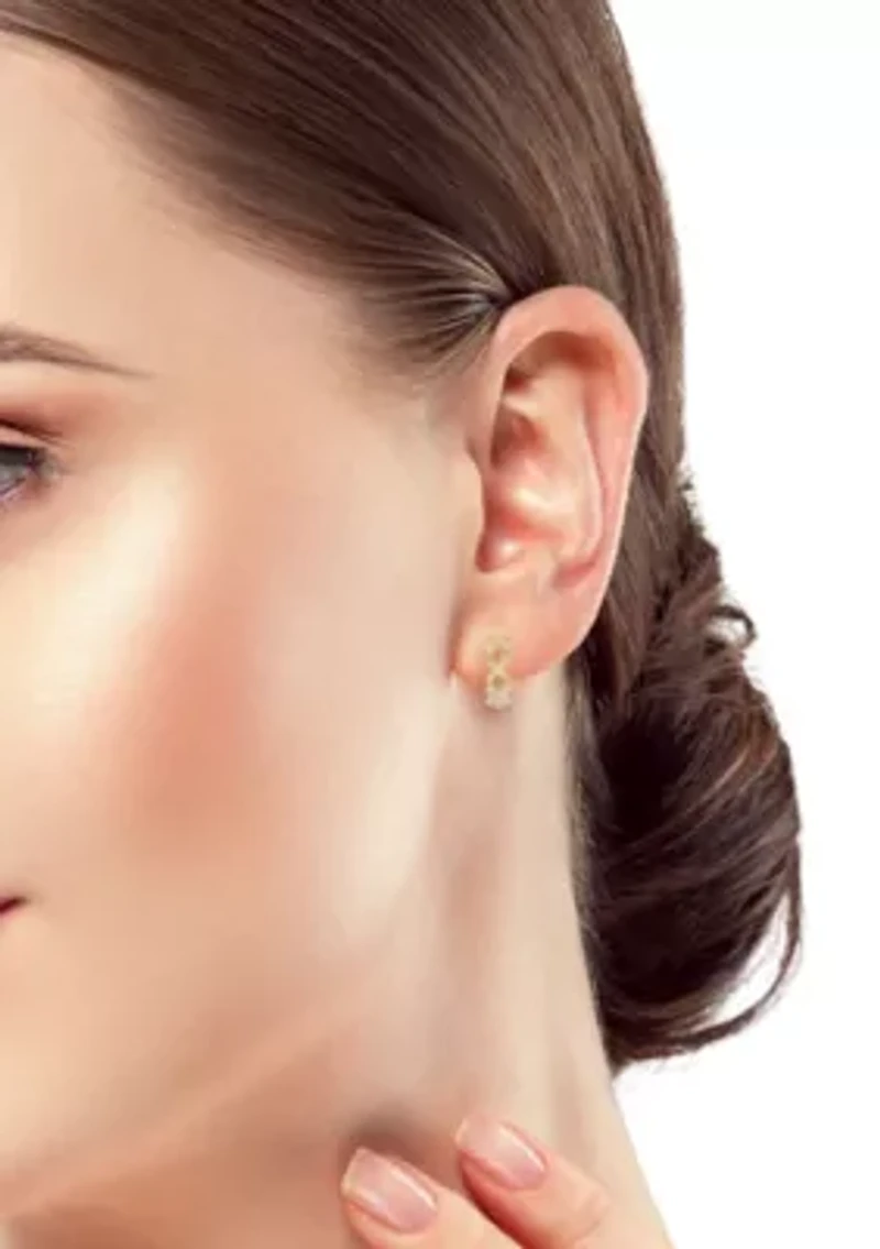 14K Gold Open X Huggie Hoop Earrings