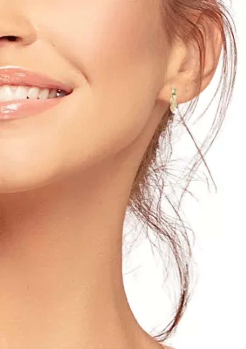 14K Gold Twist Round Huggie Hoop Earrings