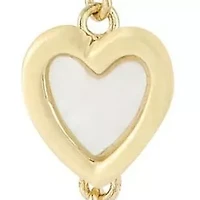 14K Gold Mother of Pearl Double Heart Threader Earrings