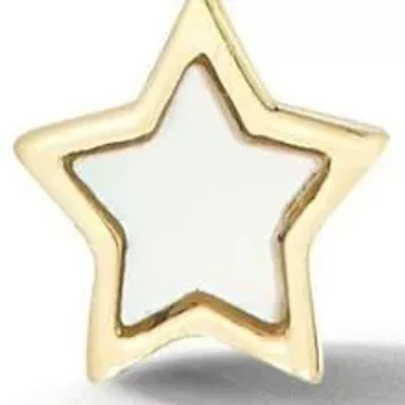 14K Gold Mother of Pearl Star Threader Earrings