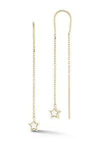 14K Gold Mother of Pearl Star Threader Earrings