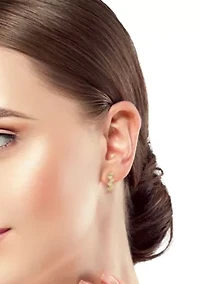 14K Gold Wavy Beaded Huggie Hoop Earrings