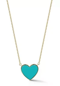 14K Gold Turquoise Heart Pendant Necklace