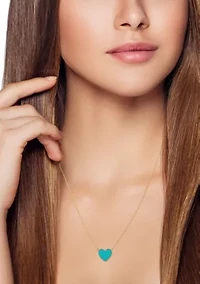 14K Gold Turquoise Heart Pendant Necklace