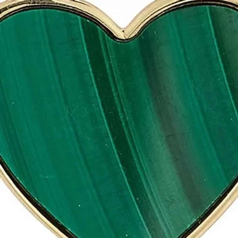14K Gold Malachite Heart Pendant Necklace