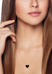 14K Gold Black Onyx Heart Pendant Necklace