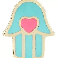 14K Gold Enamel Heart Hamsa Pendant Necklace