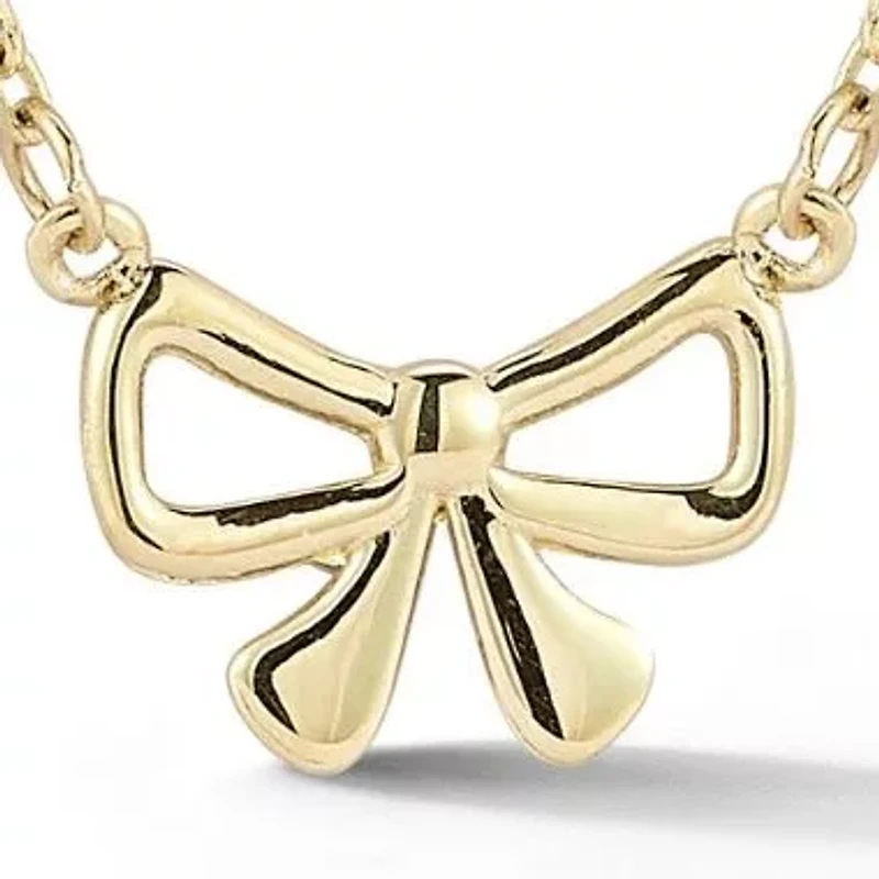 14K Gold Bow Station Necklace