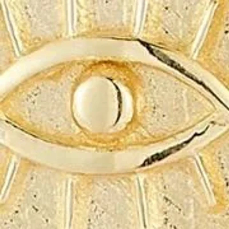 14K Gold Evil Eye Charm Huggie Hoop Earrings