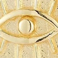 14K Gold Evil Eye Charm Huggie Hoop Earrings