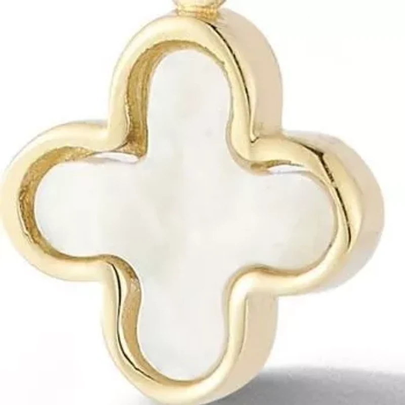 14K Gold Mother of Pearl Clover Drop Earrings