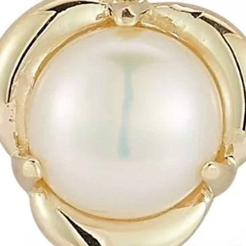 14K Gold Floral Pearl Pendant Necklace