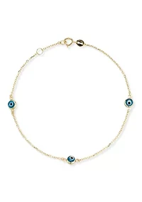 14K Gold Triple Evil Eye Bracelet