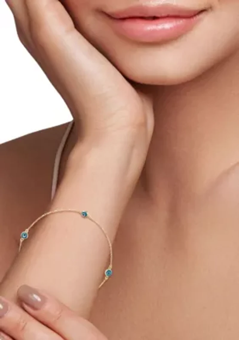 14K Gold Triple Evil Eye Bracelet