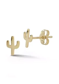 14K Gold Cactus Stud Earrings
