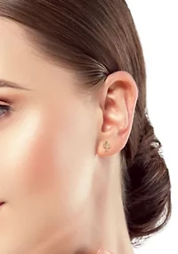 14K Gold Cactus Stud Earrings