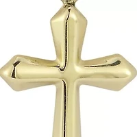 14K Gold Cross Pendant Necklace with Cherub Charm