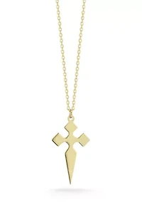 14K Gold Dagger Cross Pendant Necklace